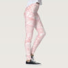 Bohemian Abstract Floral Pink and White high waisted yoga Leggings For women