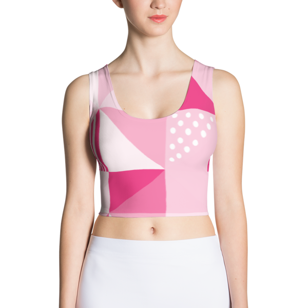 Pretty Geometric Women's Crop tops Pink and White