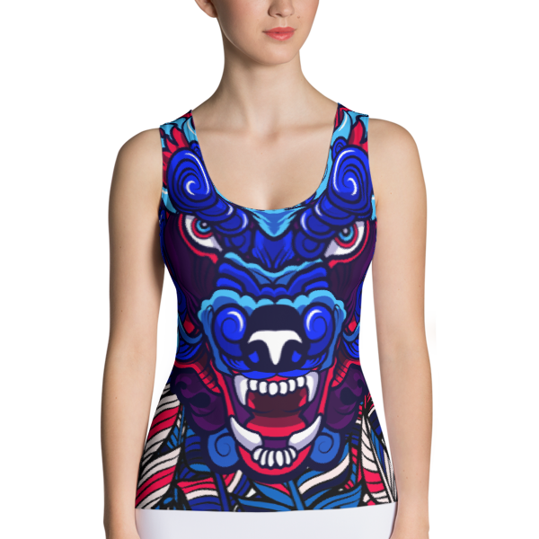 Beast Wolf tank top blue white red and purple