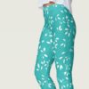 Baby Blue and White Floral Leaf Leggings