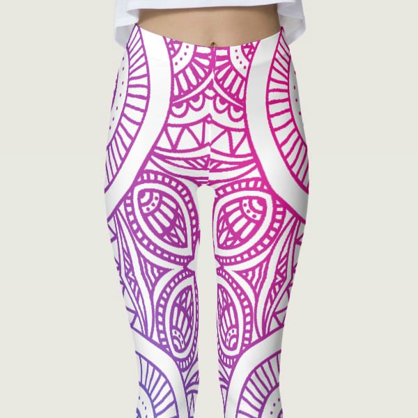 "Captivate Me!" Gradient Mandela Women's Leggings white pink purple yoga pants