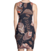 Brown Multi-Color Nature Leaves Pattern Dress