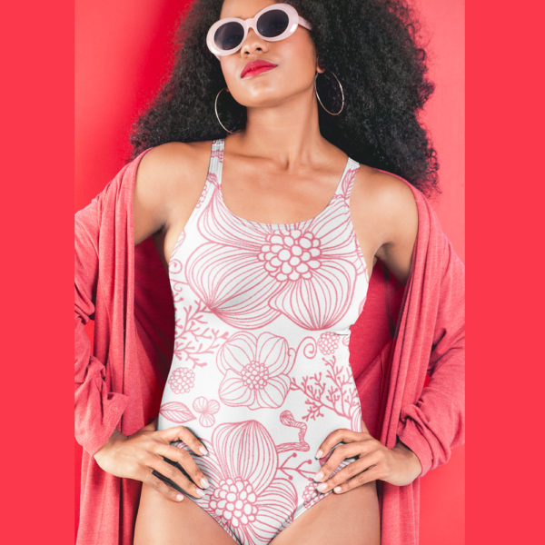 Soft Pretty in Pink Flowers One-Piece Swimsuit