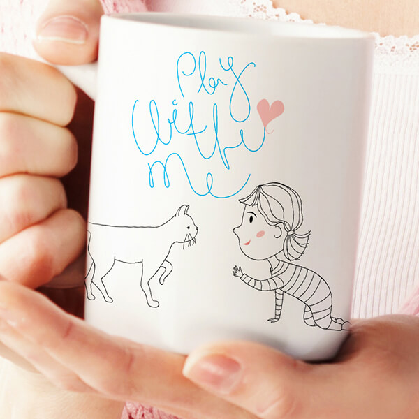 cute play with me cat mug cat lady cup coffee mug
