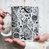 Sphynx Black Cat Coffee Mugs - Sphynx Cat Tattoo Mug, Cat Lover Gift, Bohemian Black and White tattoo Cat Pattern Mug