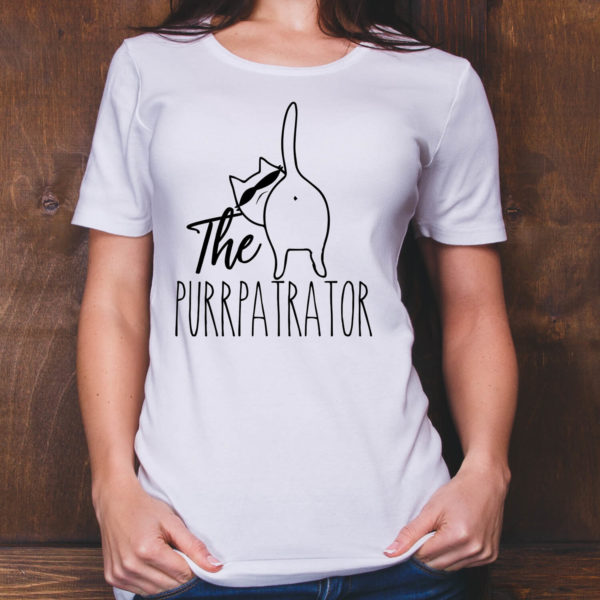 The Purrpatrator Funny Cat Shirt | Funny Grumpy Cat Meme Shirt for Cat Lovers