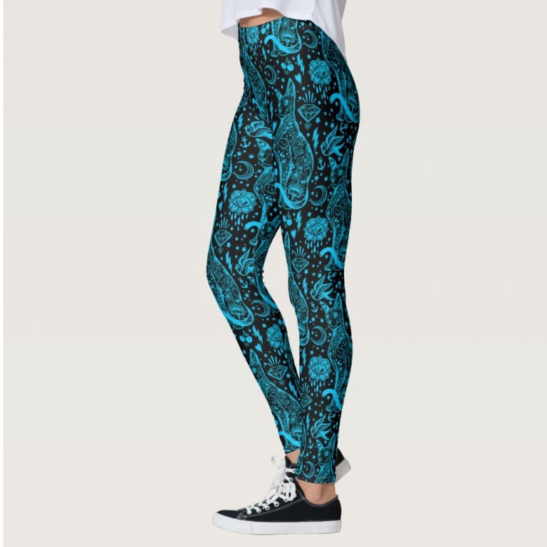 Black and Blue Sphynx Cat Leggings - IAMGONEGIRL DESIGNS