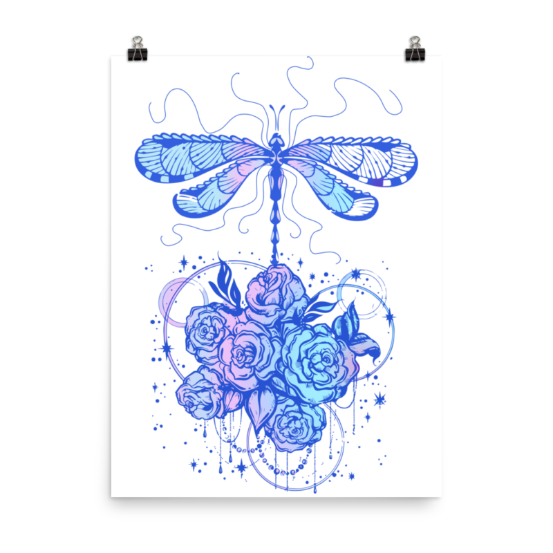 Dragonfly dreams illustration wall art, dragonfly digital art, graphic design dragonfly,