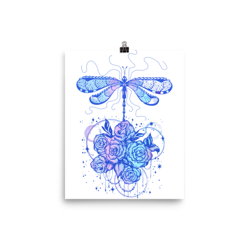 Dragonfly dreams illustration wall art, dragonfly digital art, graphic design dragonfly,