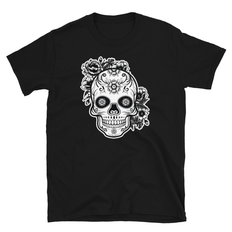 Floral Mexican Day of The Dead Skull Short-Sleeve T-Shirt
