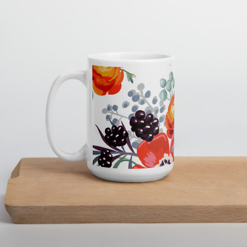 Watercolor Buttercup Peony Anemone Mug