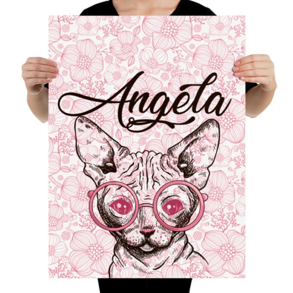 Personalize valentine sphynx cat face