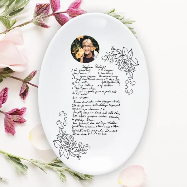 Cute Custom Handwriting Recipe Square Plate Platter for Mothers Day, Weddings, Grandma or Aunt
