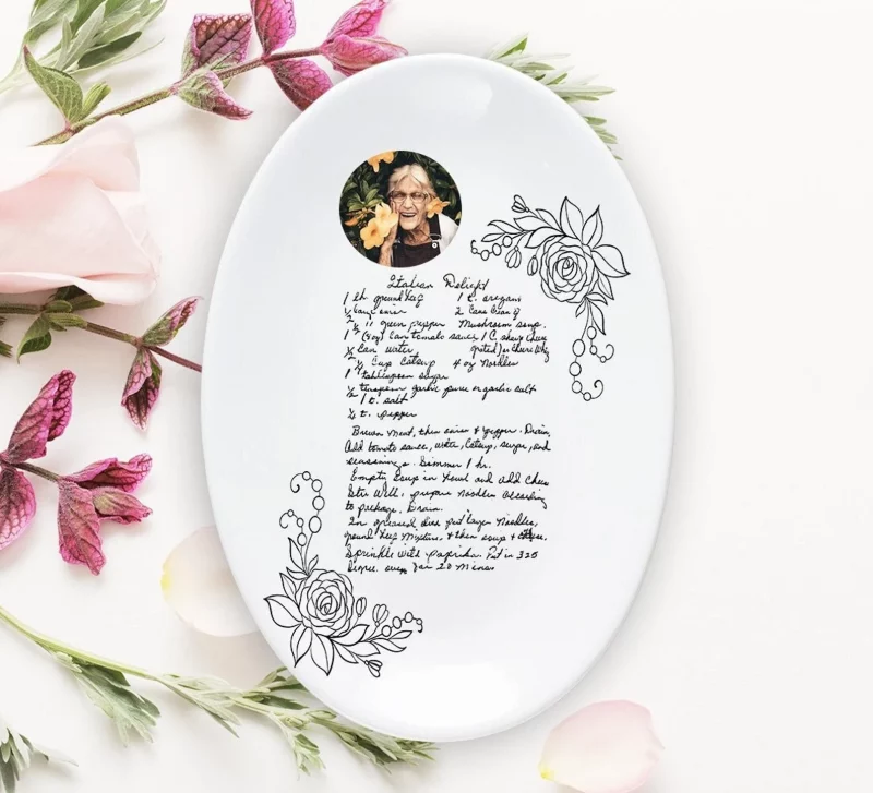 Cute Custom Handwriting Recipe Square Plate Platter for Mothers Day, Weddings, Grandma or Aunt
