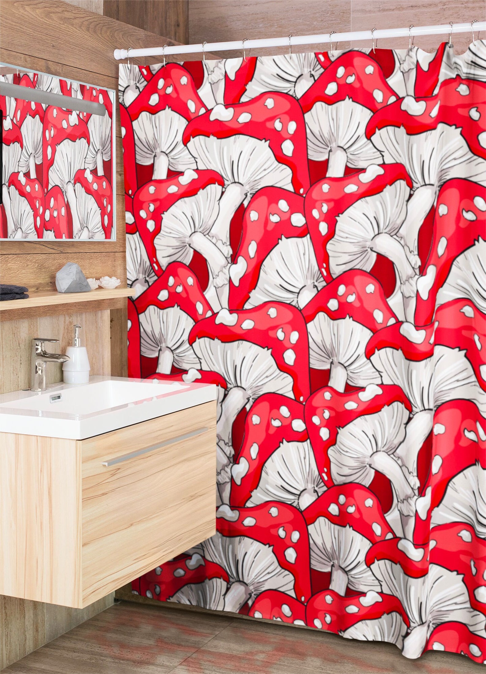 Cottagecore Mushroom Shower Curtain, Red Amanita Mushroom Shower Curtains,  Vintage Style Cottagecore Bathroom Decor - IAMGONEGIRL DESIGNS