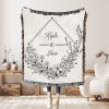 Personalized Wedding Gift, Cotton Anniversary Throw Blanket, Keepsake With Custom Family Name