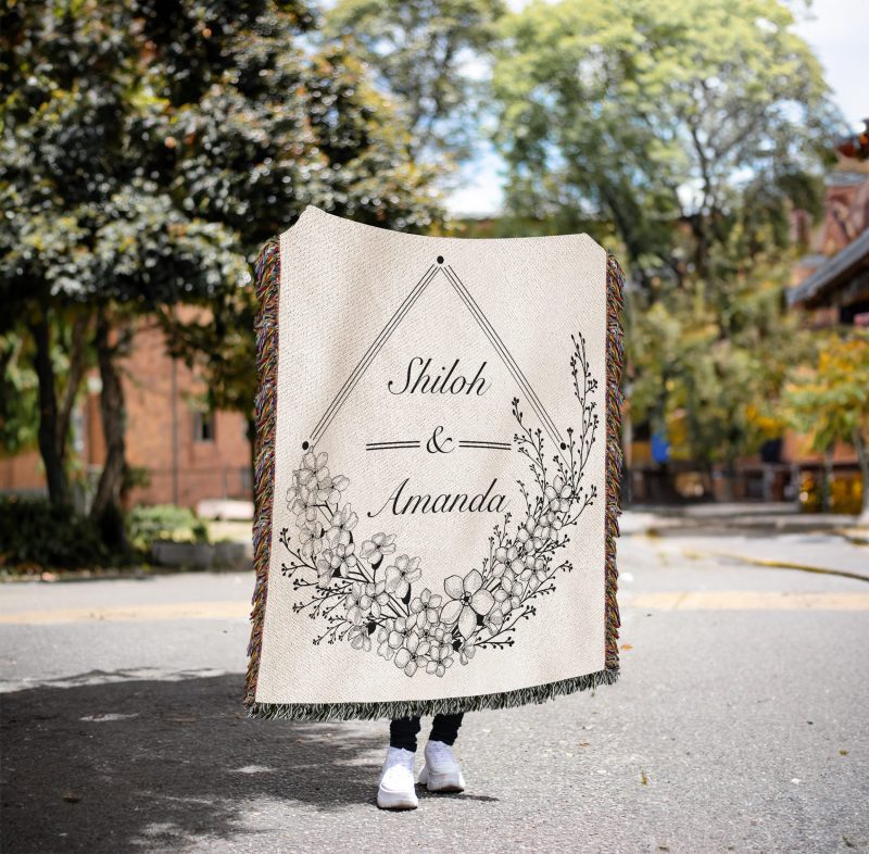 Personalized Wedding Gift, Cotton Anniversary Throw Blanket, Keepsake With Custom Family Name