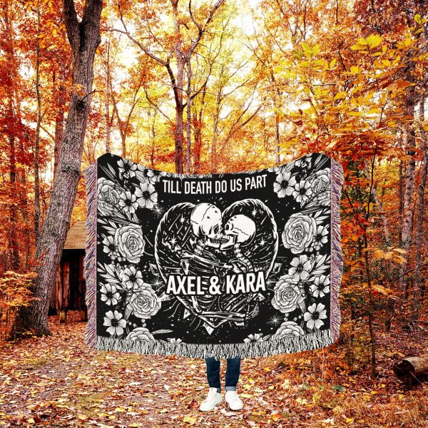 Till Death Do Us Part, Personalized Spooky Wedding Blanket, Halloween Tapestry Woven Ghost Gift His & Hers Anniversary